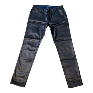 LRL Ralph Lauren Black Coated Skinny Jeans Size 8 Waxed Stretch Denim